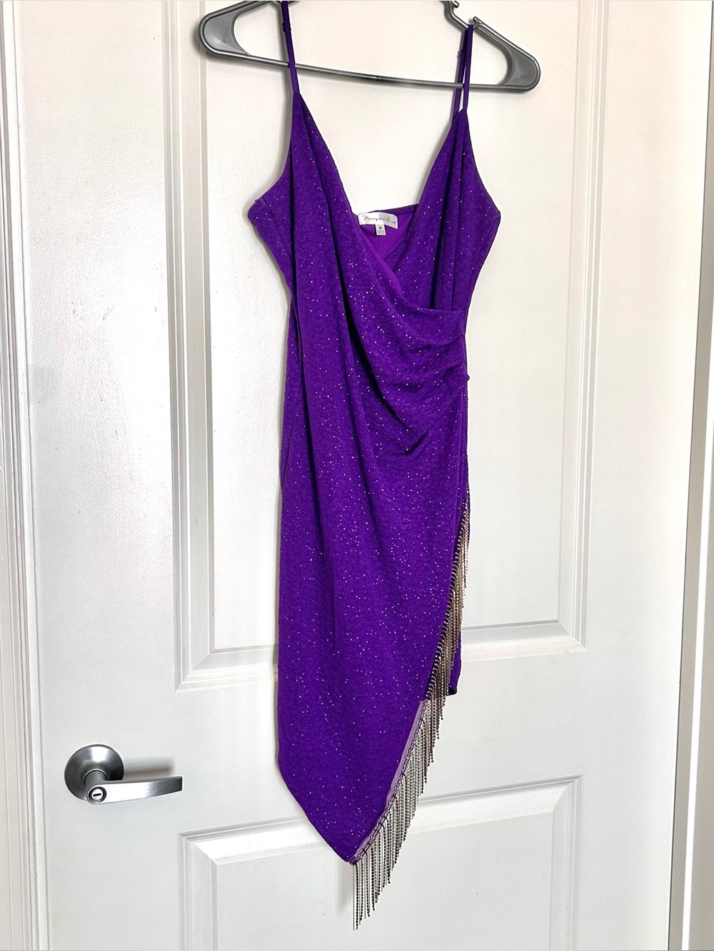 Honey and Rosie (M) Purple Glitter Mini Dress Rhinestone Fringe